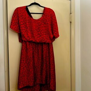 Printed red and black